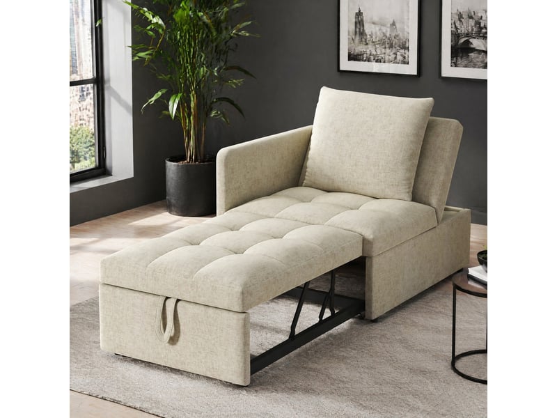 Canapé convertible modenvie 3 en 1 beige en tissu de lin 177 x 68 x 65 cm - Conforama B