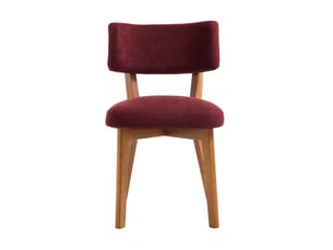 Chaise de salle à manger lot de 2 avec assise rembourrée et dossier ergonomique, pieds en bois, tissu bordeaux