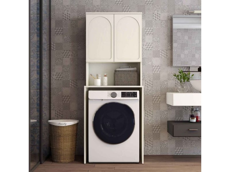  Meuble pour machine à laver 2 portes lyon crème  - Conforama E