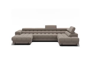 Canapé d'angle droit fixe MEUBLORAMA 3 places Polyester beige avec coffre de rangement