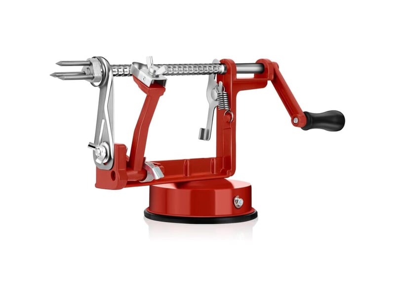  3 en 1 - eplucheur de pommes &amp; vide-pomme machine pour éplucher, évider et couper les pommes design en rouge  - Conforama C