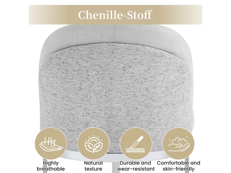  Lot de chaises 6 chaises chaise repas chenille respirante assises confortables style moderne pieds de chaise argentés galvanisés tissu chenille gris clair et argenté  - Conforama D