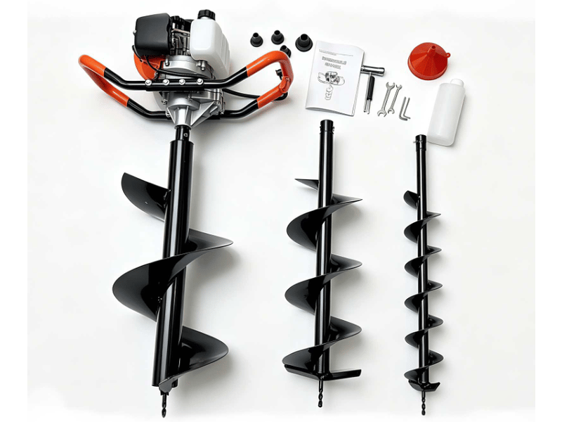  Tarière thermique 52cc 2 temps avec 3 mèches (100 200 300 mm), tarière de terre puissante pour agriculture, plantation, clôtures et arbres  - Conforama A