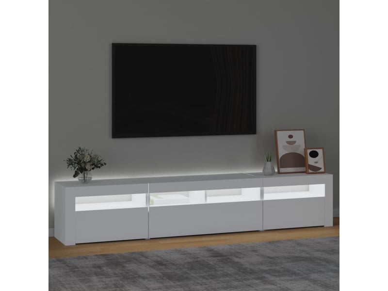  Meuble tv - banc tv - meuble de rangement avec lumières led blanc 210x35x40 cm  - Conforama C