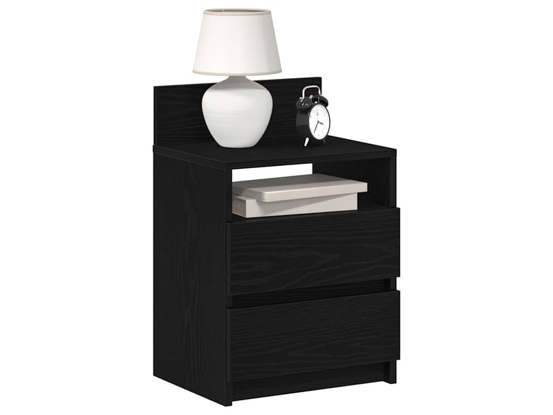  Tables de chevet (lot de 2) avec 2 tiroirs noires 40 x 33 x 60 cm  - Conforama B