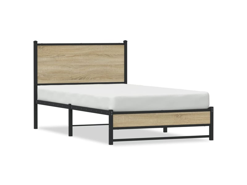  Lit simple- lit adulte -  cadre de lit en métal sans matelas chêne sonoma 100x200 cm  - Conforama A