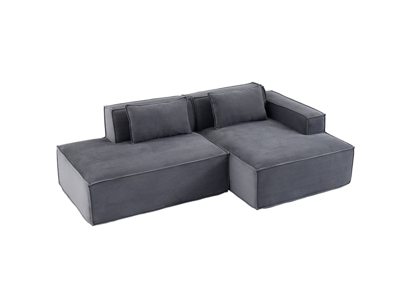  Canapé 235 cm de largeur, format compact, assise élastique en polyester gris  - Conforama A