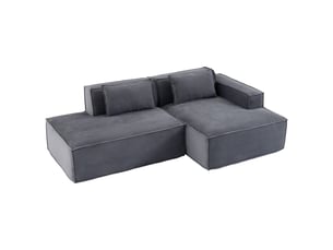 Canapé d'angle gauche fixe   3 places Tissu gris