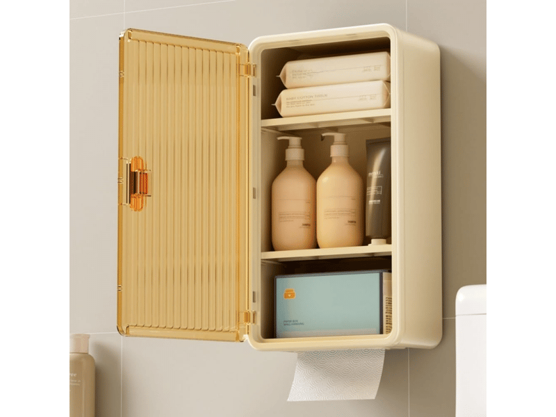  Boîte à mouchoirs murale avec étagère de rangement, organiseur de salle de bain compact et transparent avec séparateur réglable (blanc)  - Conforama D