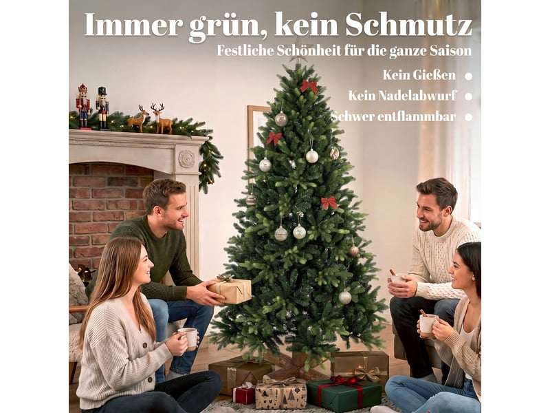  Sapin de noël artificiel, 180 cm, avec 2419 extrémités de branches en pe et pvc, système de pliage, vert  - Conforama D