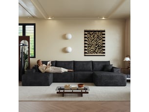 Canapé d'angle, canapé modulable, design moderne, 340 cm, pour salon, chambre, appartement, noir, livré monté, assise profonde