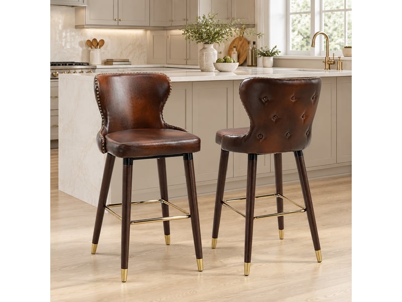  Tabourets de bar lot de 2 avec dossier bas et repose-pieds evryae  - Conforama B