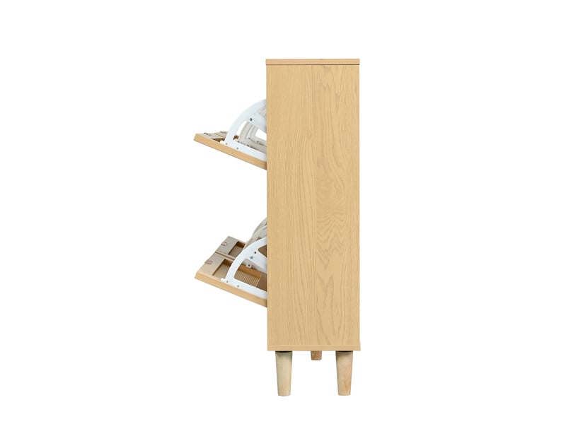  Meuble à chaussures oslo rotin bois, 4 abattants, poignées métal, style campagne  - Conforama E
