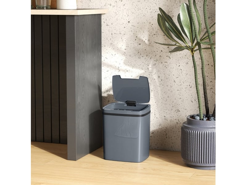  Poubelle automatique 15l 27,6x21,4x33,5 cm ouverture sans contact plastique gris  - Conforama D