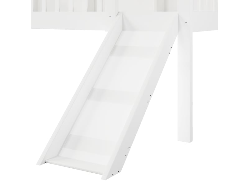  Lit mezzanine 90x200 cm, lit combiné, rangements intégrés, toboggan, éclairage led, ports usb, support à lattes stable, design moderne, pin blanc CozyNest - Conforama E