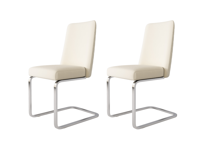  Lot de 2 chaises de salle à manger en velours beige et argenté  - Conforama A