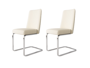 Lot de 2 chaises de salle à manger en velours beige et argenté