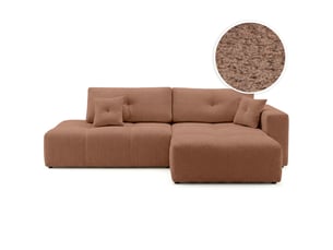 Canapé d'angle droit convertible LOUNGITUDE CELINE 4 places Tissu bouclette Terracotta