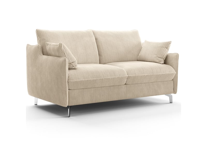 Canapé droit convertible 3 places en velours côtelé beige - ouverture express - astoria Astoria - Conforama E