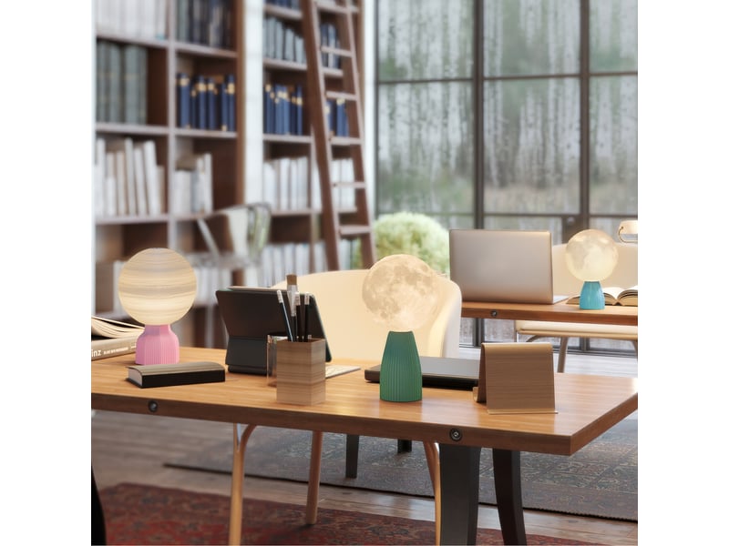  Ensemble de 3 lampes de chevet 3d blanches, 3 couleurs, 10 niveaux de luminosité réglables, connexion usb.  - Conforama B