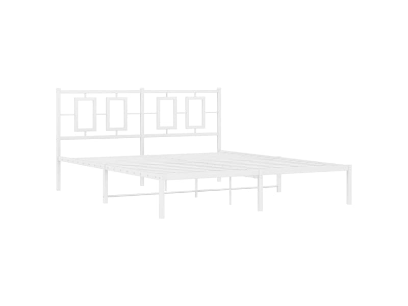 Lit double- lit adulte - cadre de lit métal sans matelas et tête de lit blanc 150x200 cm - Conforama B