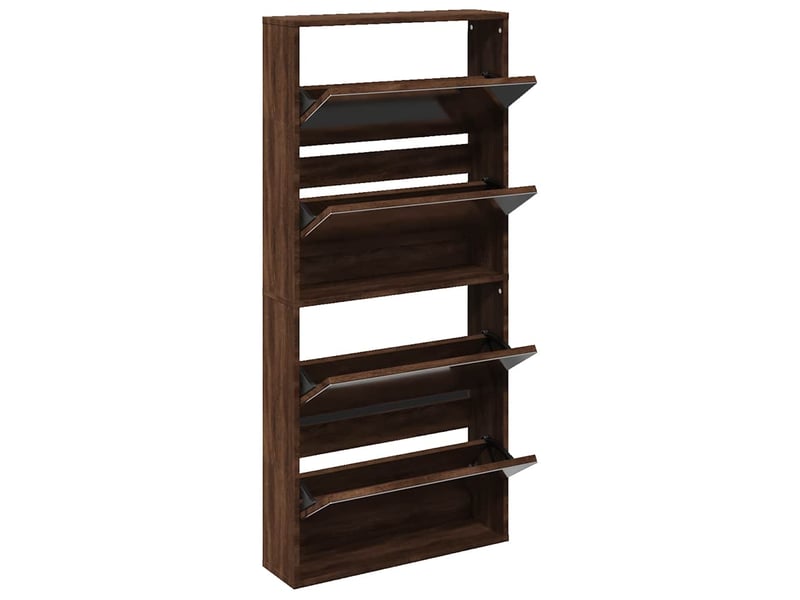  Meuble à chaussure, armoire à chaussures miroir 4 niveaux chêne marron 63x17x134 cm  - Conforama C