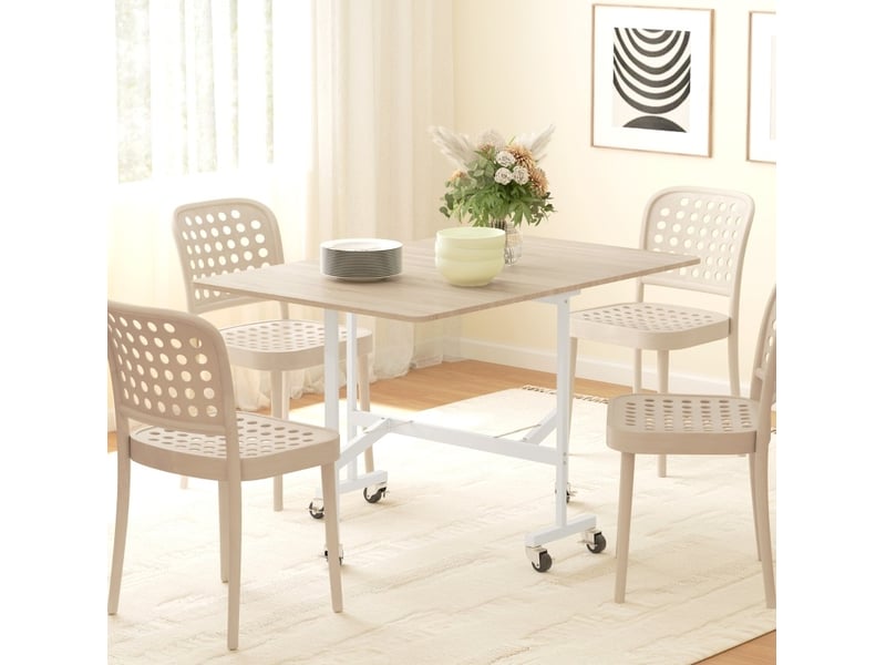 Table à manger extensible 120x80 cm – chêne – 6 places, 6 roulettes avec freins, idéale pour petit espace  - Conforama D