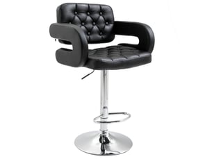 Tabouret de bar pivotant chaise de bar réglable en hauteur avec dossier repose-pieds et accoudoirs noir 61x50x93-113cm