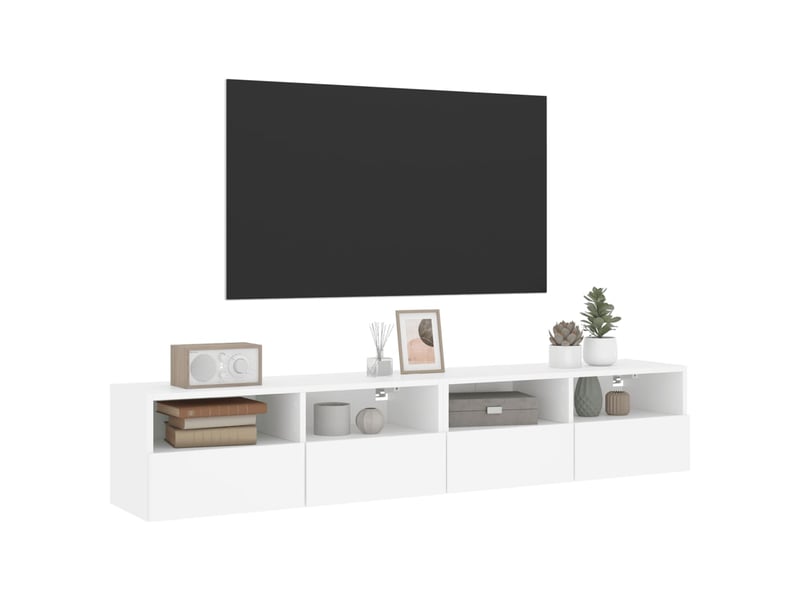  Meubles tv - banc tv - meuble de rangement muraux 2 pcs blanc 80x30x30 cm bois d'ingénierie  - Conforama E