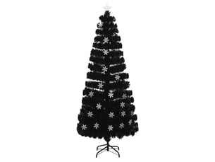 Sapin de noël, arbre de noël et flocons de neige led noir 210 cm fibre optique