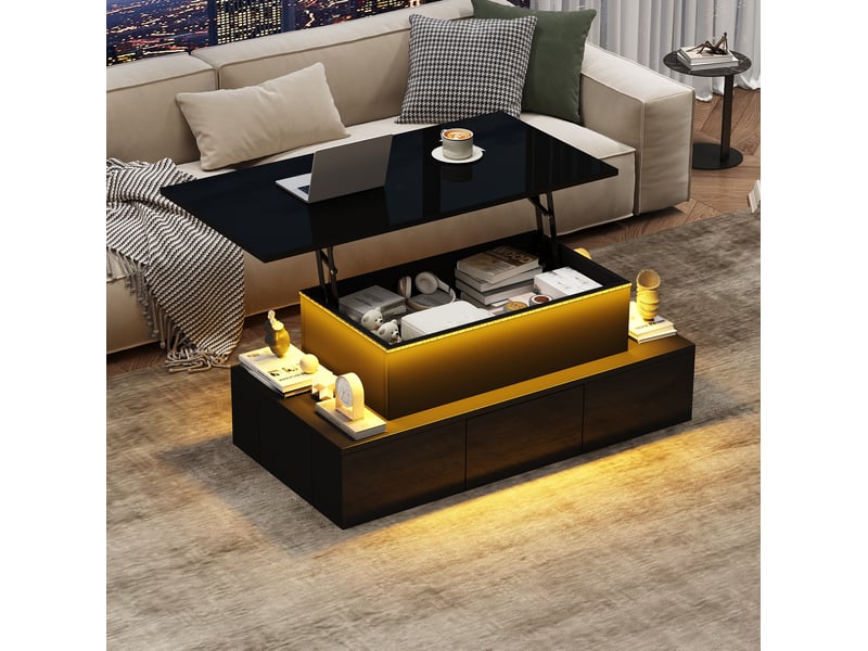 Table basse relevable avec rangement et led 100x50 cm evryae - Conforama B