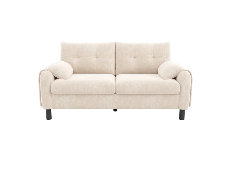  Canapé 2 places moderne en tissu chenille beige avec coussins épais, confortable et compact – design scandinave idéal pour salon, chambre ou petit appartement ORFRN653P9810A - Conforama A