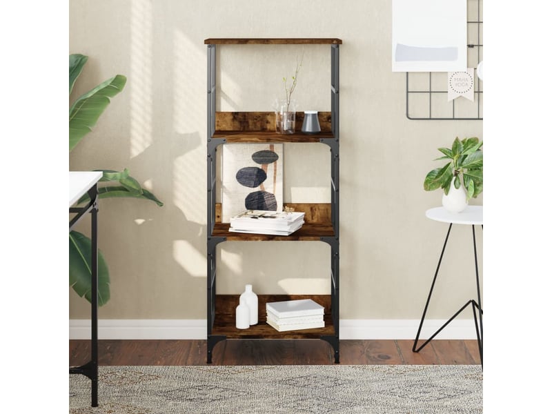  Bibliothèque, étagère de rangement chêne fumé 50x33x117,5 cm bois d'ingénierie  - Conforama B