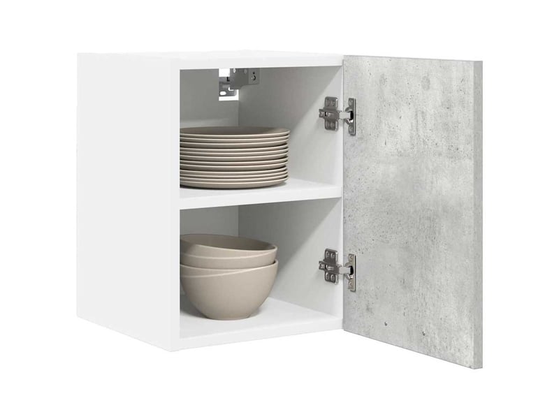Meuble de rangement, armoire suspendue 2 pcs gris béton et blanc bois d'ingénierie shl4979 - Conforama C