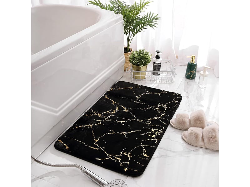 Tapis de salle de bain en marbre antidérapant or noir, tapis de douche lavable, décoration chambre, salon  - Conforama A
