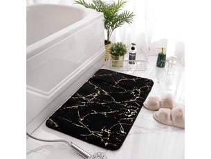 Tapis de salle de bain en marbre antidérapant or noir, tapis de douche lavable, décoration chambre, salon