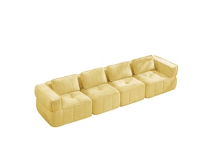 Canapé modulable 4 places modenvie, 344 x 93 x 67 cm, structure sans cadre, mousse haute densité 32d, tissu polyester jaune, sans montage