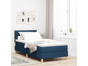 Lit adulte, lit simple, lit à ressorts avec coussin bleu 90x200cm tissu cf16777