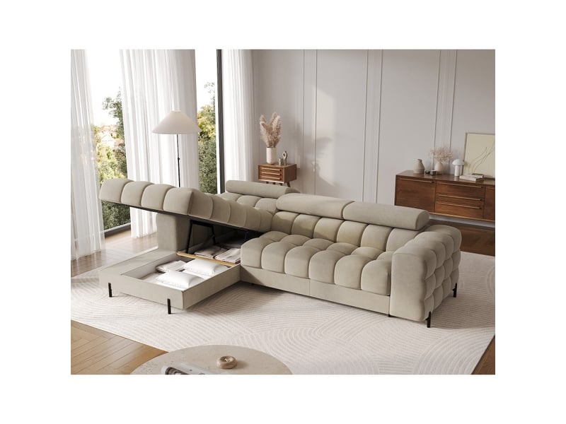 Canapé d'angle gauche convertible beige design élégant 285x99x181cm filtro - Conforama C