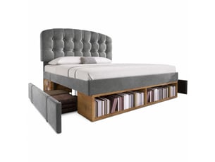 Lit avec rangement 140x190 cm <strong></strong> <strong></strong> coloris gris