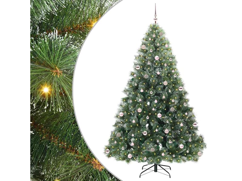  Sapin de noël artificiel, arbre de noël avec 300 led vert 240 cm pe et pvc shl7409  - Conforama A