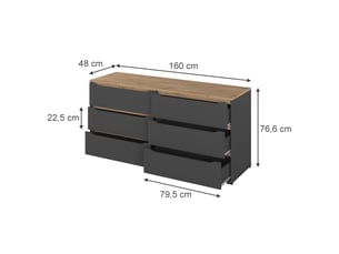 Commode 1 tiroir(s)    <strong>VICCO</strong> <strong></strong> coloris gris largeur 160 cm