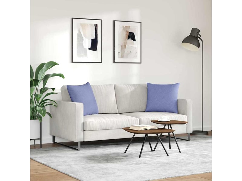 Lot de 2 coussins de canapé, coussins décoratifs tissu bleu denim 50 x 50 cm cf58788 - Conforama D