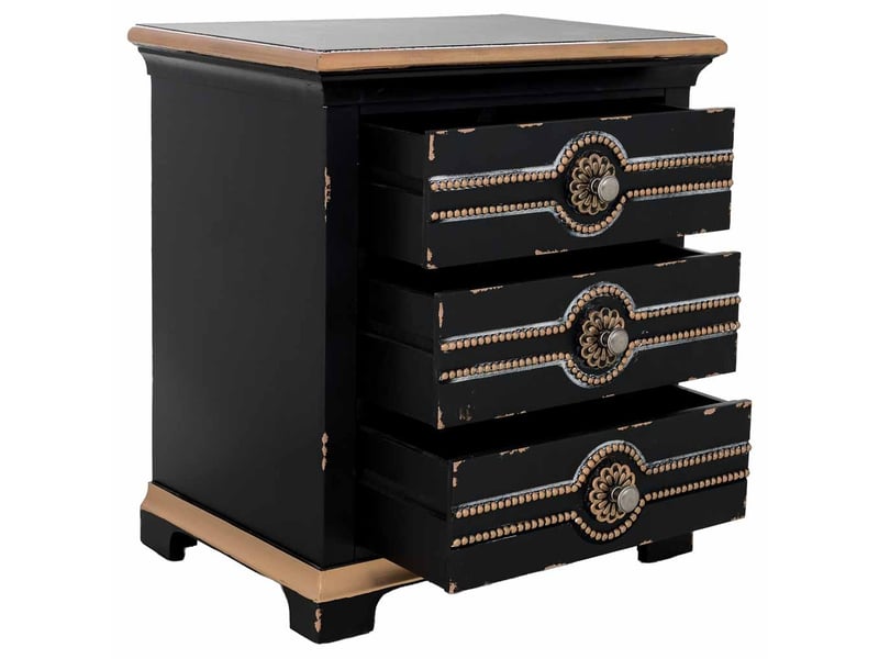  Table de chevet en bois noir 52x38x59 cm h  - Conforama E