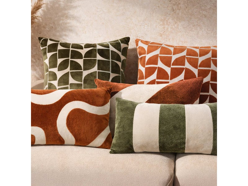  Coussin rectangulaire en velours chenille à motif graphique 30x50 cm  - Conforama D