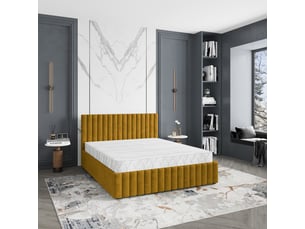 Lit coffre 200x200 cm <strong>MASSENO</strong>  <strong></strong> coloris jaune