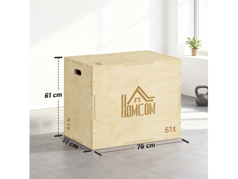  Box pliométrique 3-en-1 61x51x76 cm avec poignées bois naturel  - Conforama C