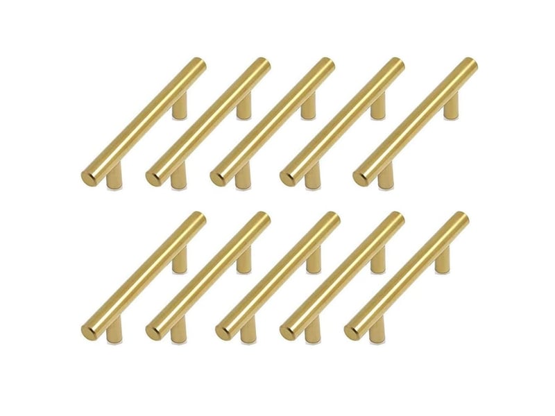  Poignée de meuble cuisine dorée en acier inoxydable entraxe 128mm 10pcs  - Conforama A