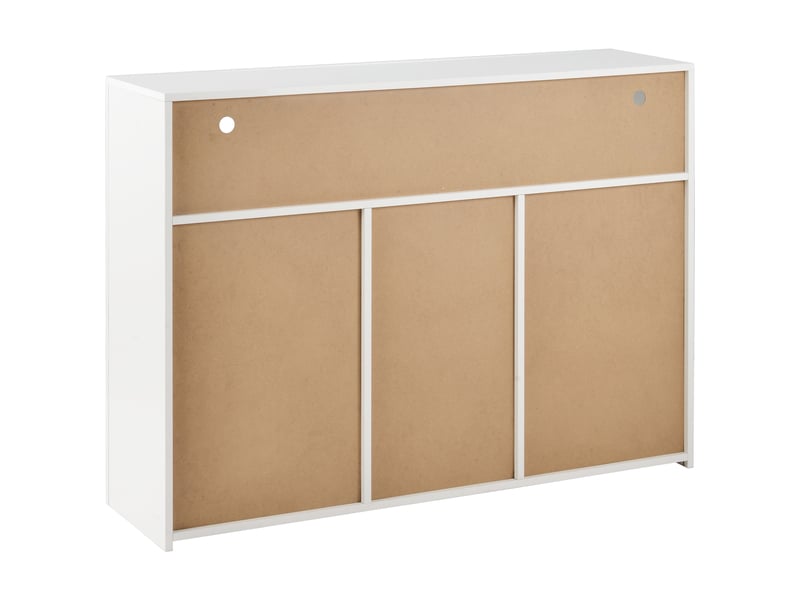  Vitrine buffet blanc brillant 3 portes avec led et télécommande pour salon salle à manger  - Conforama E