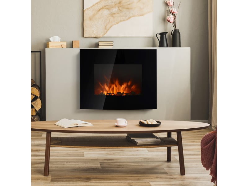  Cheminée électrique murale 65 cm, effet flamme led 3d, chauffage 9001800 w, 7 couleurs  - Conforama D
